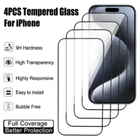4Pcs Anti-burst Tempered Glass For Apple iPhone 15 14 Plus 13 12 Mini 11 Pro Screen Protector iPhone X XR XS Max Protective Film