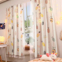 Blackout magic tape Curtain For Living Room Girls Bedroom Printing Decoration Tulle Voile Drapes window