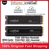 Crucial T500 SSD 500GB 1TB 2TB PCIe 4.0 NVMe M.2 SSD 7400MB/s Internal Solid State Drive For Ps 5 Laptop Desktop Mini pc