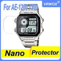 For AE-1200 AE-1300 AE1400 / AE1200WH-1A / AE1200WHD-1A Nano Explosion-proof Screen Protector Sport Watch LCD Film