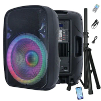 OEM Factory 800 W 15" Subwoofer professional audio wireless Karaoke sets PA speaker system active sound box LED Bocina Parlant