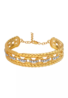 TOMEI TOMEI Link Chain in Twisted Parallel Bangle, Yellow Gold 916 (AS-YG1358B-2C-145)