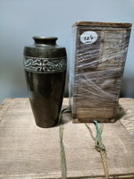 日本回流銅器古董大正昭和早期青銅花瓶賞瓶，年份好，帶原盒木盒