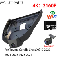 ZJCGO 2K 4K Car DVR Dash Cam Wifi Front Rear Camera 2 Lens 24h Monitor for Toyota Corolla Cross XG10 2020 2021 2022 2023 2024
