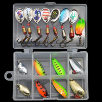10pcs/pack Fishing Lures Spoon Bait Set Metal Hard Bait Lure Kit with Box