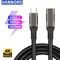 USB C 3.2 Extension Cable 100W PD 5A Type C Extension Cable 4K @60Hz 10Gbps Thunderbolt 3 For Xiaomi Huawei Switch 0.5M 1M 2M