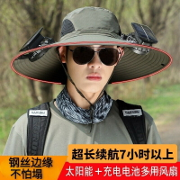 🥳風扇帽男士帶電扇的帽子 巨型遮陽帽 太陽能夏季戶外登山 露營帽 漁夫風扇帽 遮陽帽 戶外帽子 農夫帽