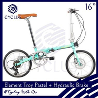 Sepeda Lipat Element Troy Pastel 8 Speed Hydraulic 16 Inch Beige