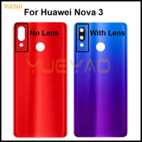 For Huawei Nova 3 Battery Cover Back Glass NOVA3 Rear Door Housing Case for Huawei Nova 3 Battery Cover PAR-LX1 PAR-LX9 Replace