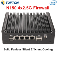 Solid Fanless FirewallPC Intel N150 i5-8250U Pentium N6005 4417U 4x2.5G LANs Home Server DDR4 NVMe T