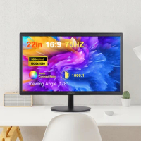 22inch LED Monitor High Clear 16:9 300cd/m2 Compatible with HDMI Eye Care Desktop Monitor with 1920x1080 Resolution 75HZ Monitor