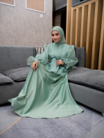 Siena Dress Gamis Muslim Baju Mewah Pesta Dress Terbaru 2023 Remaja Cantik Grey Nyaman Peach Silk