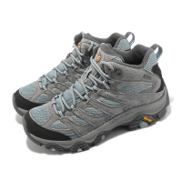 MERRELL 登山鞋 Moab 3 Mid GTX 女鞋 灰 藍 防水 中筒 避震 Vibram 戶外 郊山(ML036312)
