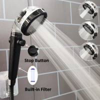 3 Modes High Pressure Shower Head Black Water Saving Rainfall Filter Showerhead Big Boost Eco Spray Nozzle Bathroom Accessories