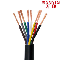 PVC multi-core cable black 22AWG 0.3MM RVV 2/3/4/5/6/7/8/10/12/14/16/20/24 core control signal line 