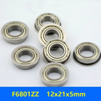 100pcs/lot F6801ZZ F6801Z F6801 ZZ Z 12x21x5 mm flange deep groove Ball Bearing double shielded flanged F 6801ZZ 12*21*5mm