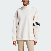 Adidas Sweater [II8066] 女 長袖 上衣 高領 亞洲版 經典 休閒 寬鬆 棉質 舒適 米白