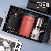 【PO:Selected】丹麥手沖咖啡三件禮盒組(咖啡壺-黑/隨行保溫咖啡杯-紅/咖啡磨2.0)