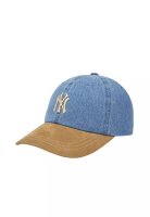 MLB Korea Denim Suede Touch Unstructured Ball Cap - NY Beige