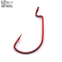 25Pcs Fishing Hooks Red Bloody Crank Offset Worm Hook Lure Soft Bait Texas Rig Fishhook Size 2#-5/0# High Carbon Steel