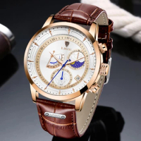 LIGE Fashion Men Military Watch Top Brand Luxury Leather Watch Men Casual Automatic Date Quartz Wrist Watch For Men Montre Homme