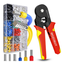 Ferrule Crimping Tool Kit AWG 23-7 Self-adjustable Ratchet Wire Crimping Pliers Set Electrical with Wire Terminals Min Tools Se