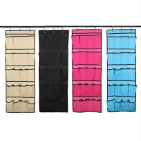 1Pcs 20 Pocket Hanging Over Door Shoe Wardrobe Organiser Storage Rack Tidy Space Saver Wall-Mounted Storage Bag With Hooks