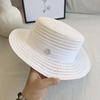 白色網紅安娜小辣椒平頂草帽女夏英倫太陽帽遮陽沙灘出游編織禮帽