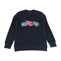 PAUL SMITH英文印字LOGO破裂滑板圖設計純棉長袖T恤(男款/海軍藍)