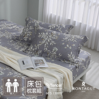 MONTAGUT-60支100%萊賽爾纖維-天絲三件式枕套床包組(葉下印象-雙人)