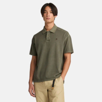 【Timberland 官方旗艦】男款軍綠色寬版短袖Polo衫(A42D5A58)
