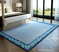 外銷日本等級 出口日本 130*190 CM  現代簡約藍色花朵 高級地毯/ 玄關地毯 / 客廳地毯