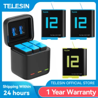 TELESIN Battery For GoPro Hero 12 11 10 9 1750 mAh Battery 3 Ways Fast Charger Box TF Card Storage For GoPro Hero Accessories