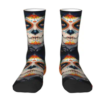 Day Of The Dead Sugar Skull Girl Dress Socks Men Women Warm Fashion Novelty Horror Mexican Calavera Catrina Crew Socks