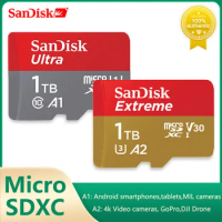 SanDisk Memory Cards A1,A2 Extreme Micro SDXC Card 1TB 256G 64G 128G 400G 512GB Class10 U3 V30 TF Card for Phones Camera Drone