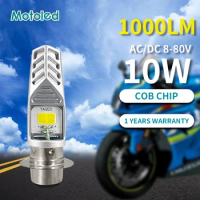 Motoled AC/DC8-80V H4 HS1 BA20D H6 P15D H6M 10W 1000LM Motorcycle Led Headlight Lamp Bulbs Motos light for Yamaha MT05 SUZUKI