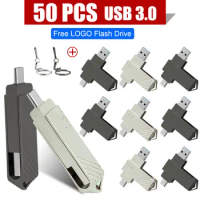 50PCS 2 IN 1 phone Smartphone Metal Memory Stick 128GB Disk Drive USB 3.0 Type C for Laptop/MacBook/Tablet/Phone custom logo