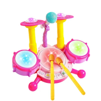 Kids Drum Set Toddlers Musical Baby Educational Instruments Toys for Toddlers Girl Microphone Learning Activities Gifts