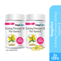 MEGALIVE Evening Primrose Oil Plus Vitamin E 120's X 2 with Evening Primrose Oil, Epo Supplement