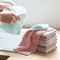 素色珊瑚絨雙面吸水抹布加厚不掉毛洗碗巾房家務清潔布洗碗布