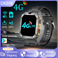 4G Network SIM Card Smartwatch Dual Cameras 1.96" GPS Wifi NFC 16G ROM Google Play Android 8.1 Fitness Smart Watch for Men Women