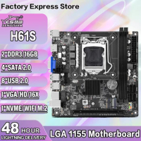 H61 Motherboard LGA1155 DDR3 Max 16GB Memory NVME / WIFI M.2 Interface Core i3 i5 i7 CPU ITX H61S Desktop Board VGA Placa Mae