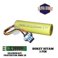 Baterai RC/ Speaker 1x 18650 1200mah 3.7V BMS 1S 3A SOKET HITAM 3 PIN