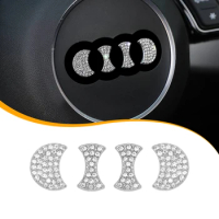 3D Rhinestone Emblem Decal Car Steering Wheel Diamond Sticker For Audi A1 A3 8p A4 A5 A6 A7 A8 Q3 Q5 Q7 S3 S5 S6 S7 S8 RS3 RS4