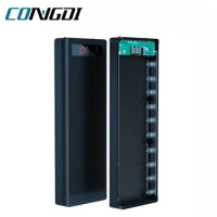 10*18650 Battery Holder DIY Power Bank Case Type C Dual USB Ports LCD Display 5V 2A 18650 Charging Box for Mobile Phones