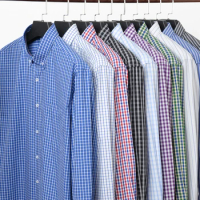 Plus Size Men's Business Casual Long Sleeve Shirt 2023 Autumn New Loose Cotton Plaid Shirt Male Brand 5XL 6XL 7XL 8XL 10XL 12XL
