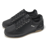 【SKECHERS】休閒鞋 Cavell Sparkman 男鞋 黑 防水鞋面 膠底 皮面 緩衝 運動鞋(210944-BLK)