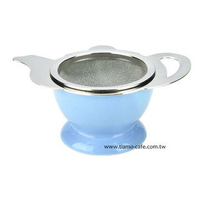 金時代書香咖啡  CafeDe Tiamo 茶壺造型不鏽鋼杓形濾網組 (附陶瓷底座)  HG2818B