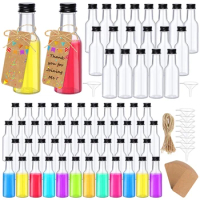 Mini Liquor Bottles, Empty Spirit Bottles with Black Cap Mini Alcohol Bottles with Funnels, Tag and Ropes Miniature Bottles