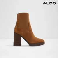 【ALDO】VOSS-簡約時髦鬆緊造型皮革中筒靴-女靴(棕色)